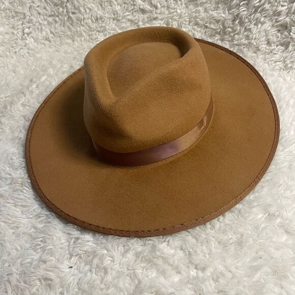 Ranchers 100% Wool Tan Felt Fedora Hat - Picture 5 of 10